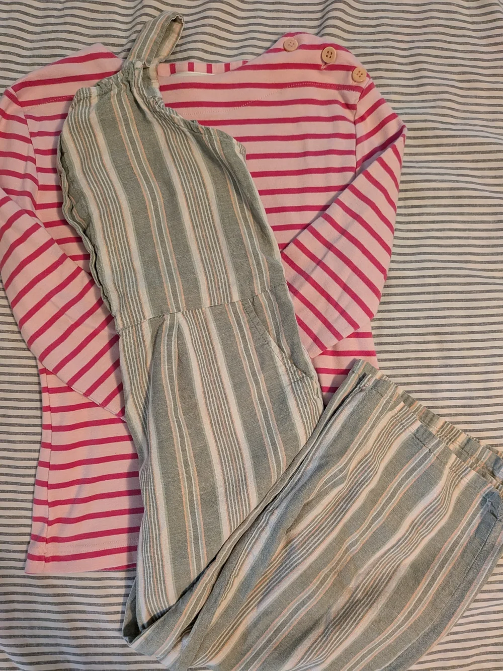 Cotton Boat Neck Shirt And Romper